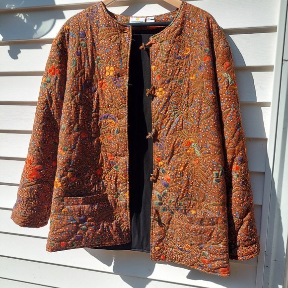 Vintage 90s Smithsonian Institution Cotton Indonesian Quilted Jacket Large - Picture 10 of 11